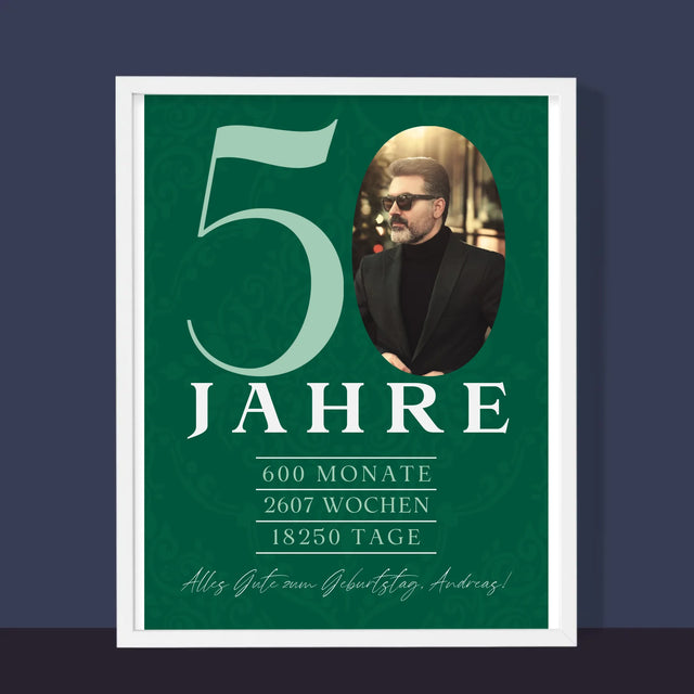 Foto Und Unterschrift: 50 Jahre Countdown - Druck Mit Rahmen 30X40