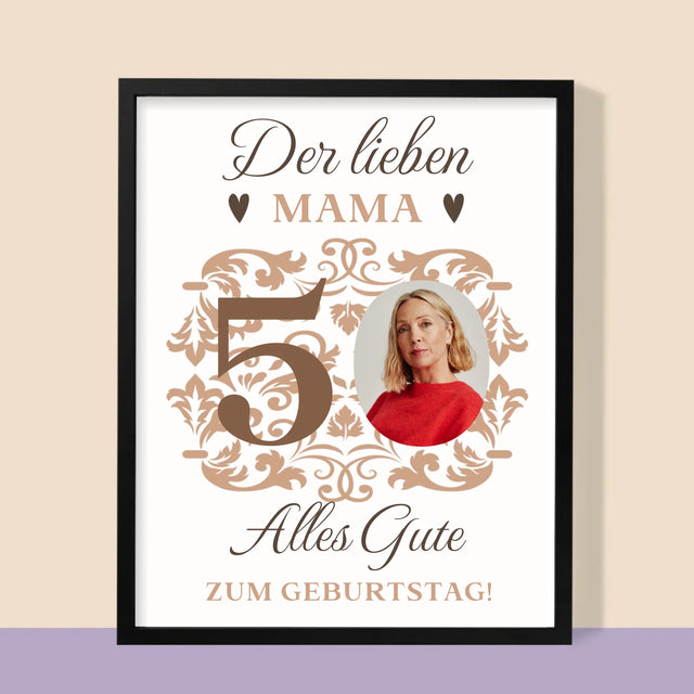 Foto Und Unterschrift: Der Lieben Mama Zum 50. Geburtstag - Druck Mit Rahmen 30X40