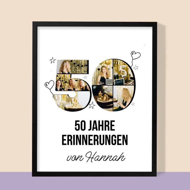 Form-Collage: 50 Jahre Erinnerungen - Druck Mit Rahmen 30X40