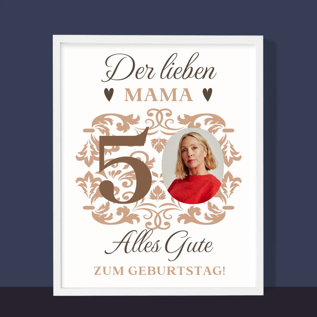 Foto Und Unterschrift: Der Lieben Mama Zum 50. Geburtstag - Druck Mit Rahmen 30X40
