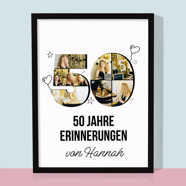 Form-Collage: 50 Jahre Erinnerungen - Druck Mit Rahmen 30X40