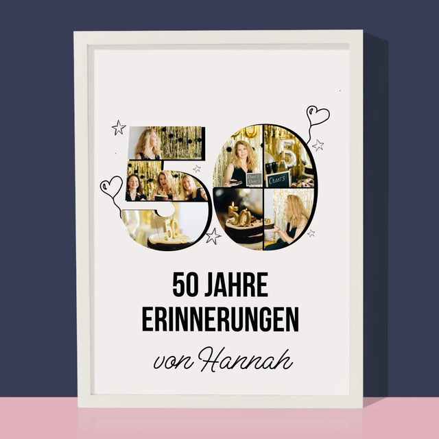 Form-Collage: 50 Jahre Erinnerungen - Druck Mit Rahmen 30X40