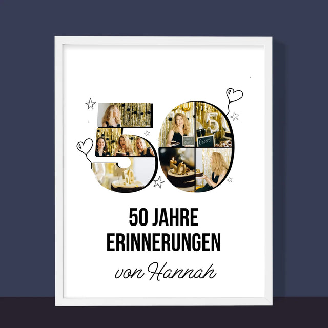 Form-Collage: 50 Jahre Erinnerungen - Druck Mit Rahmen 30X40