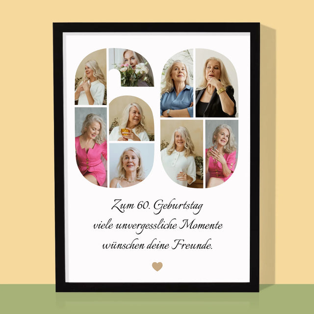 Form-Collage: 60. Geburtstag Glückwünsche - Druck Mit Rahmen 30X40