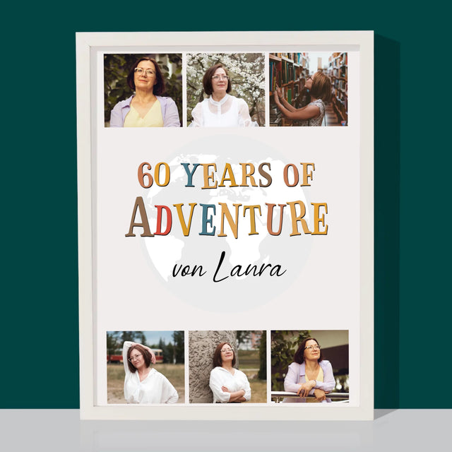 Fotocollage: 60 Years Of Adventure - Druck Mit Rahmen 30X40