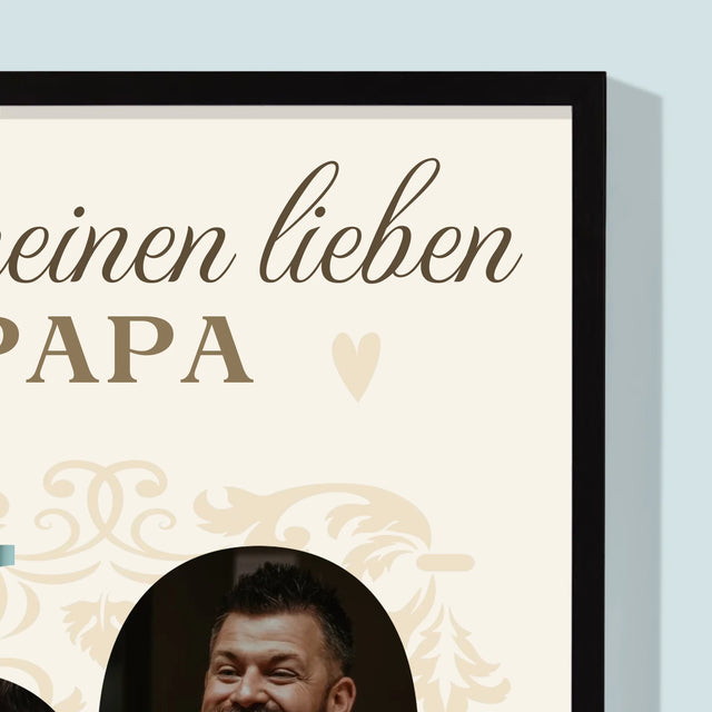 Buchstaben-Collage: An Meinen Lieben Papa Zum 60. Geburtstag - Druck Mit Rahmen 30X40