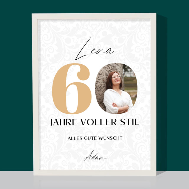 Foto Und Unterschrift: 60 Jahre Voller Stil - Druck Mit Rahmen 30X40