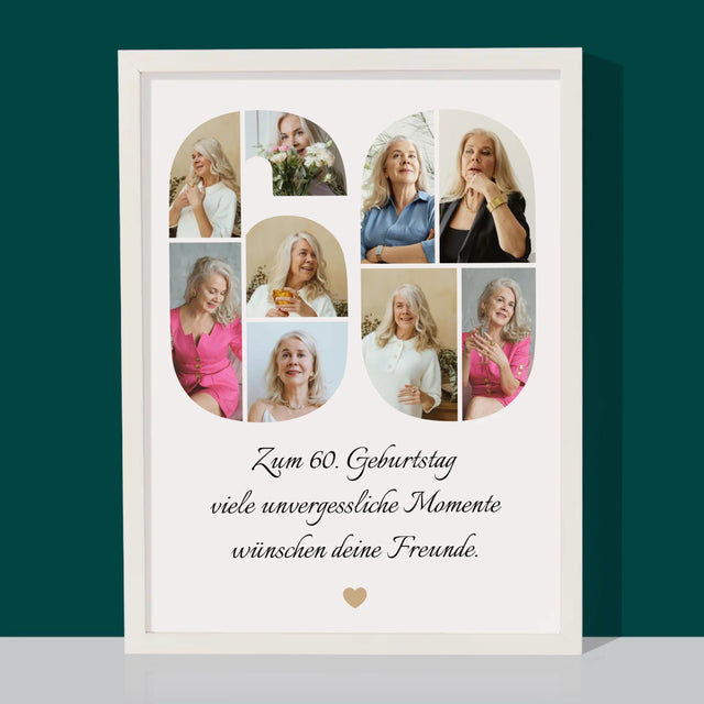 Form-Collage: 60. Geburtstag Glückwünsche - Druck Mit Rahmen 30X40