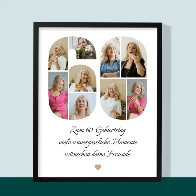 Form-Collage: 60. Geburtstag Glückwünsche - Druck Mit Rahmen 30X40
