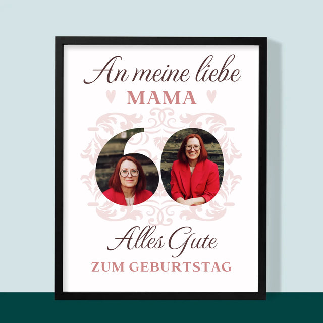 Buchstaben-Collage: An Meine Liebe Mama Zum 60. Geburtstag - Druck Mit Rahmen 30X40