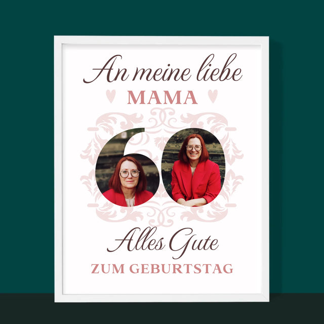 Buchstaben-Collage: An Meine Liebe Mama Zum 60. Geburtstag - Druck Mit Rahmen 30X40