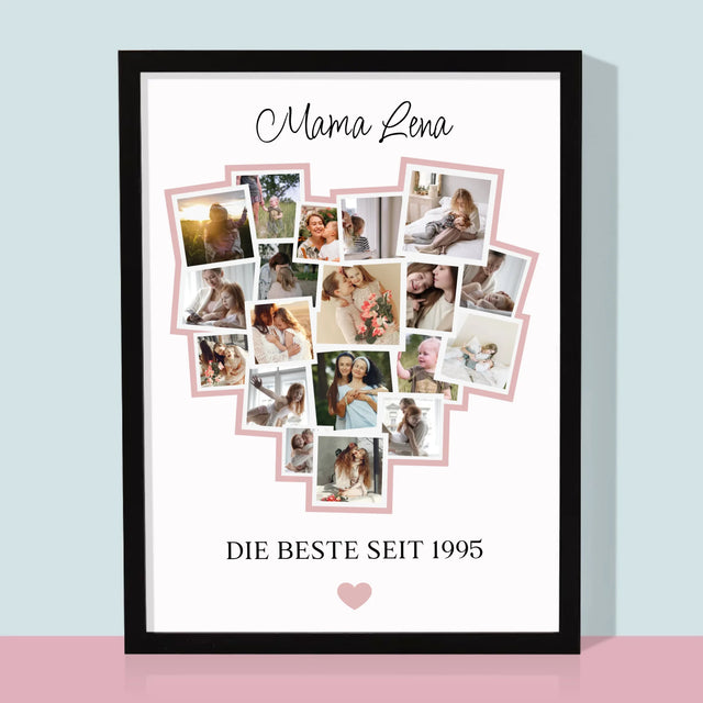 Fotocollage: Ein Herz Für Mama - Druck Mit Rahmen 30X40