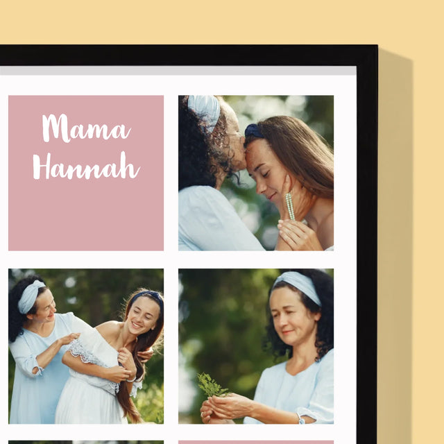 Fotocollage: Eigenschaften Einer Mama - Druck Mit Rahmen 30X40