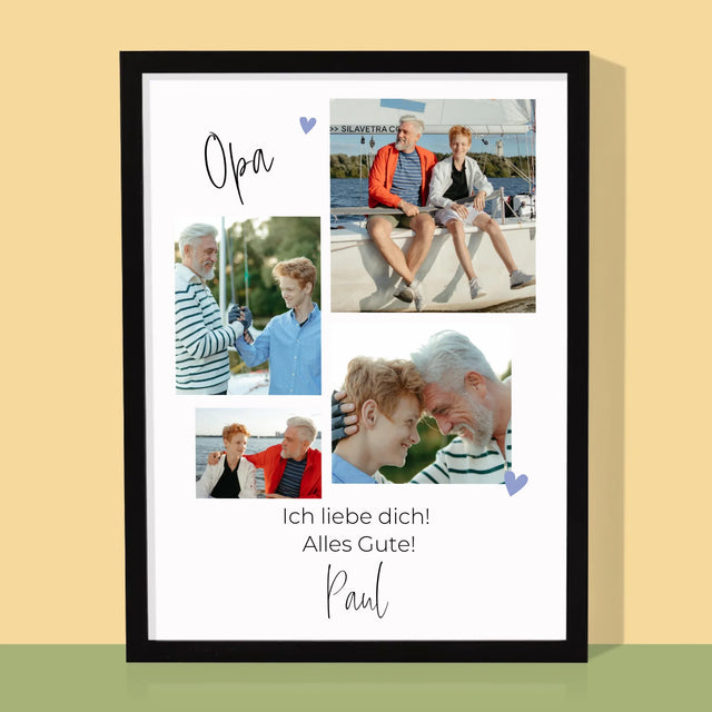 Fotocollage: Opa, Ich Liebe Dich - Druck Mit Rahmen 30X40