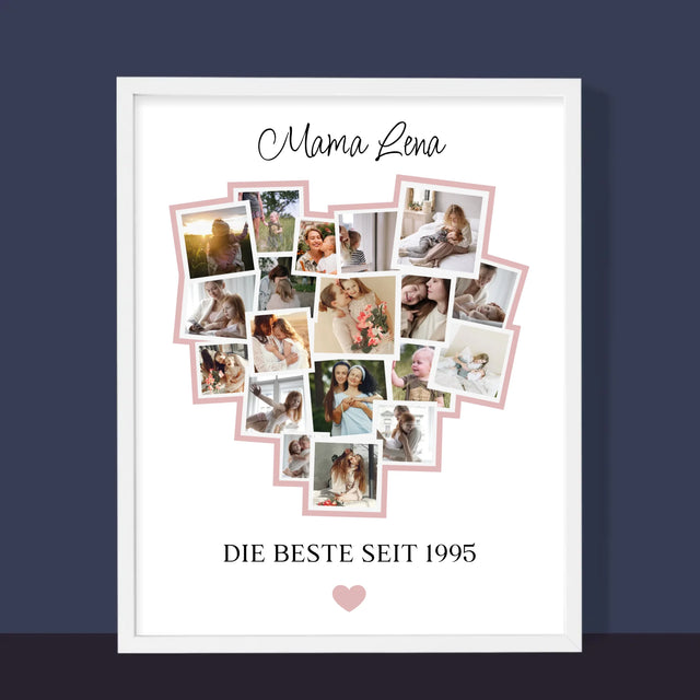 Fotocollage: Ein Herz Für Mama - Druck Mit Rahmen 30X40