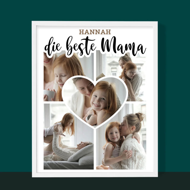 Fotocollage: Die Beste Mutter Herz - Druck Mit Rahmen 30X40