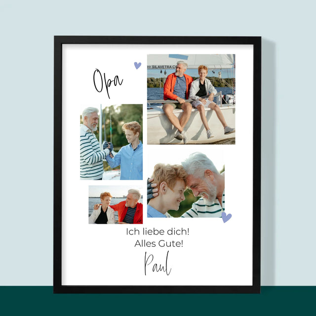Fotocollage: Opa, Ich Liebe Dich - Druck Mit Rahmen 30X40