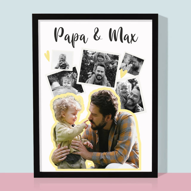 Fotocollage: Papa Mit Kind - Druck Mit Rahmen 30X40
