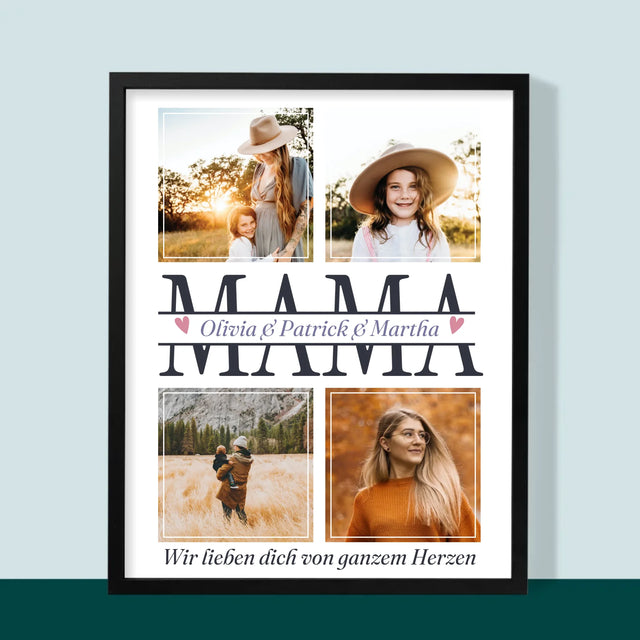 Fotocollage: Mama Namen - Druck Mit Rahmen 30X40