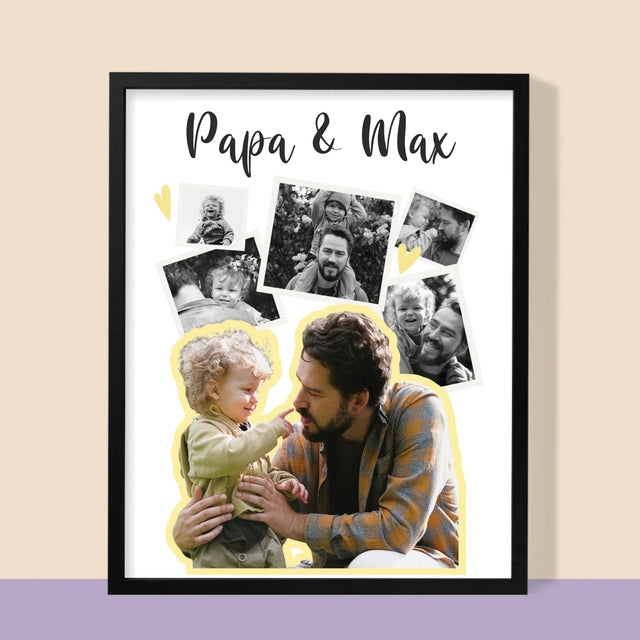Fotocollage: Papa Mit Kind - Druck Mit Rahmen 30X40