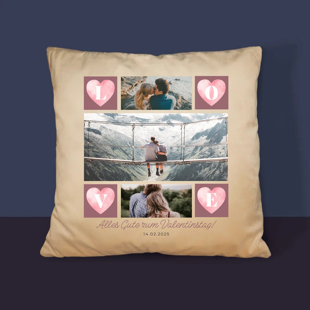 Fotocollage: Herzen Love - Kissen