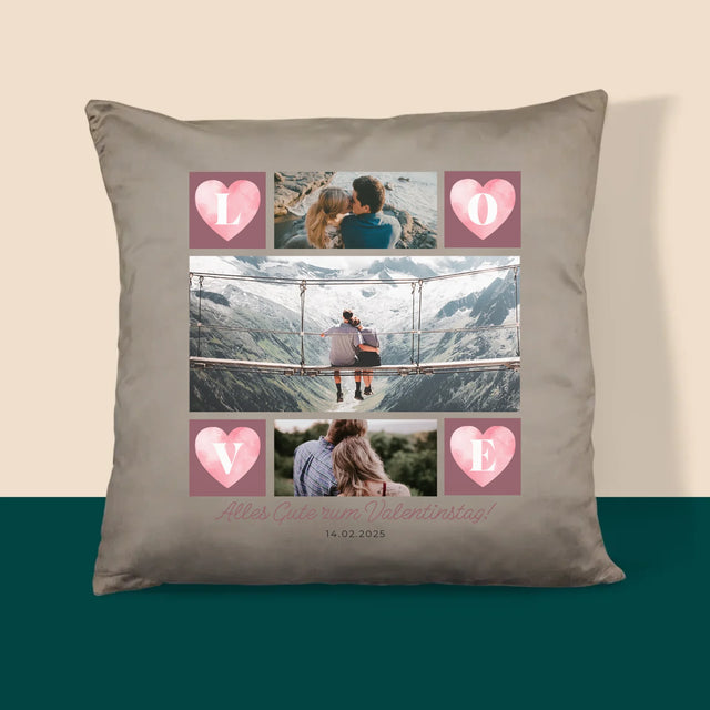 Fotocollage: Herzen Love - Kissen