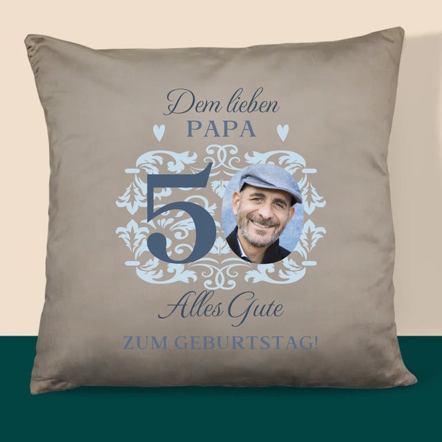 Foto Und Unterschrift: Dem Lieben Papa Zum 50. Geburtstag - Kissen