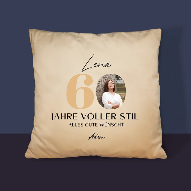 Foto Und Unterschrift: 60 Jahre Voller Stil - Kissen