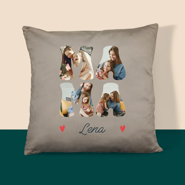 Buchstaben-Collage: Mama Name - Kissen