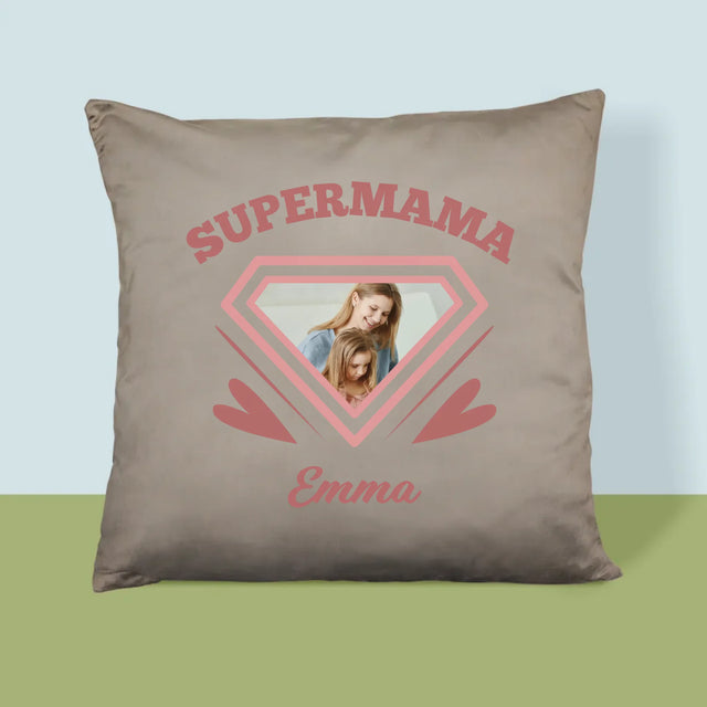 Foto Und Unterschrift: Supermama - Kissen