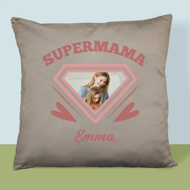 Foto Und Unterschrift: Supermama - Kissen