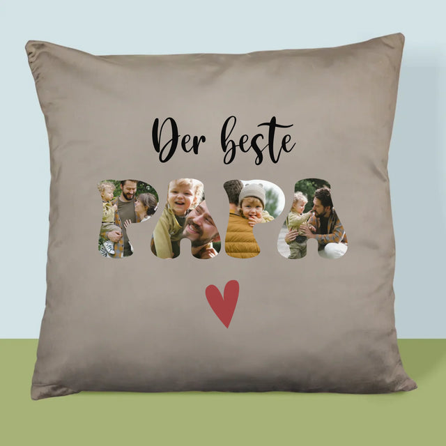 Foto Und Unterschrift: Der Beste Papa Herz - Kissen
