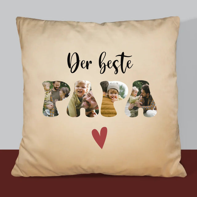 Foto Und Unterschrift: Der Beste Papa Herz - Kissen