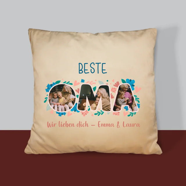 Buchstaben-Collage: Beste Oma - Kissen