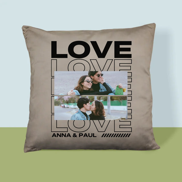 Fotocollage: Aufschrift „Love“ - Kissen