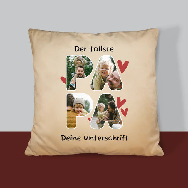 Buchstaben-Collage: Der Tollste Papa - Kissen