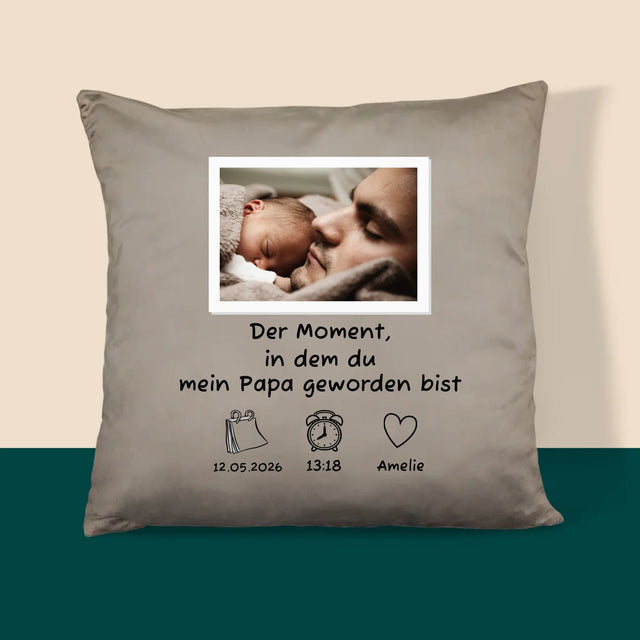Foto Und Unterschrift: Du Bist Papa Geworden - Kissen
