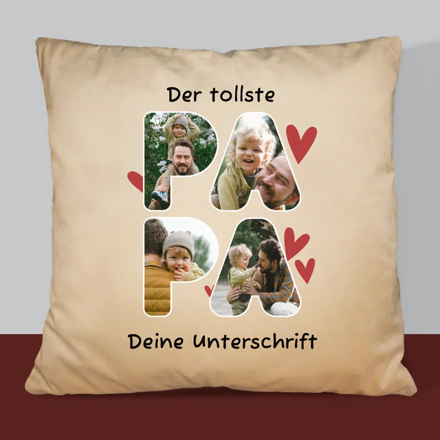 Buchstaben-Collage: Der Tollste Papa - Kissen