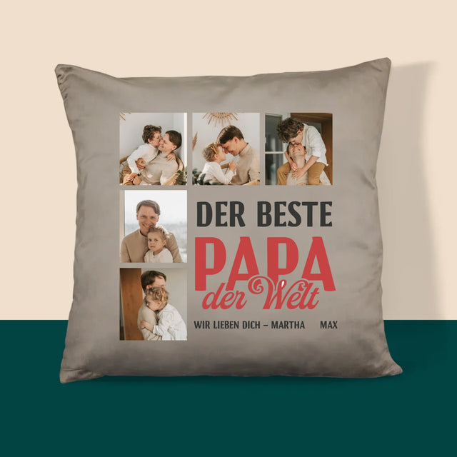 Fotocollage: Der Beste Papa Auf Der Ganzen Welt - Kissen