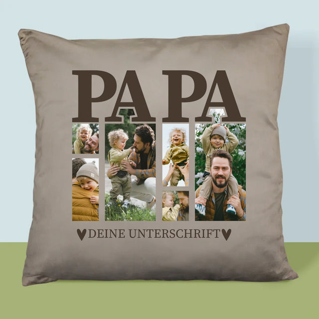 Fotocollage: Papa Mit Unterschrift - Kissen