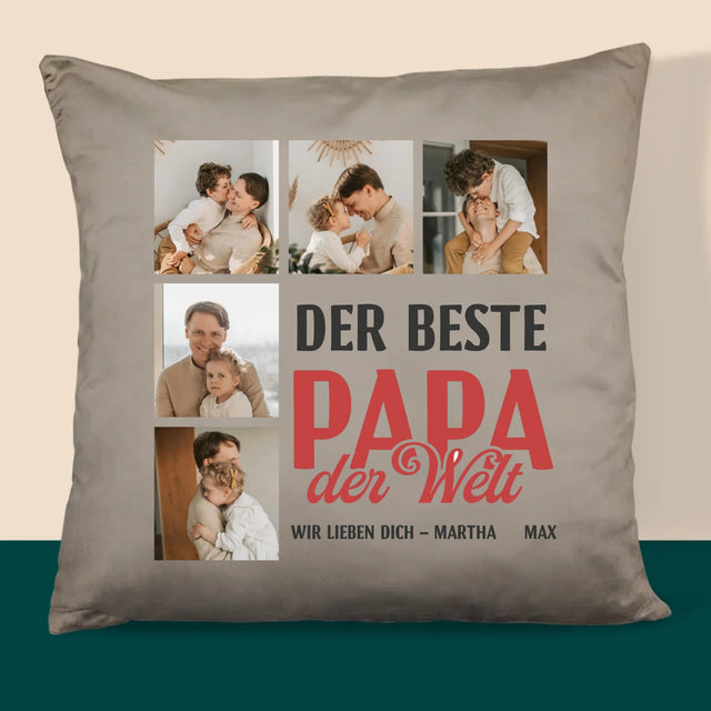 Fotocollage: Der Beste Papa Auf Der Ganzen Welt - Kissen