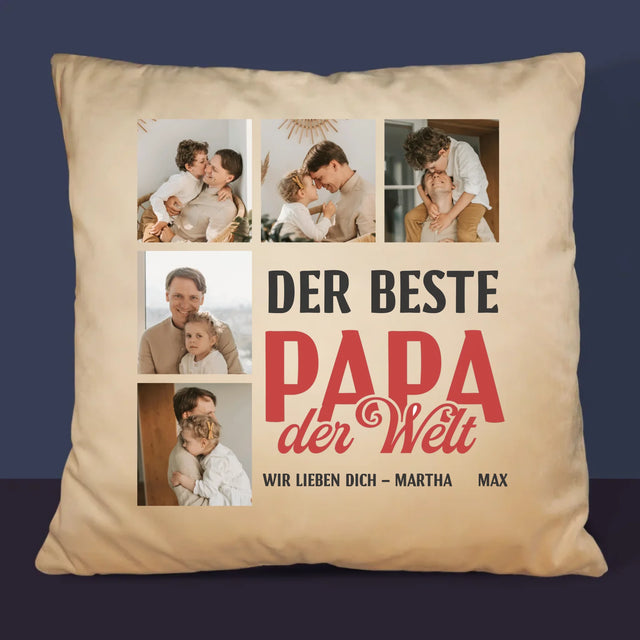 Fotocollage: Der Beste Papa Auf Der Ganzen Welt - Kissen