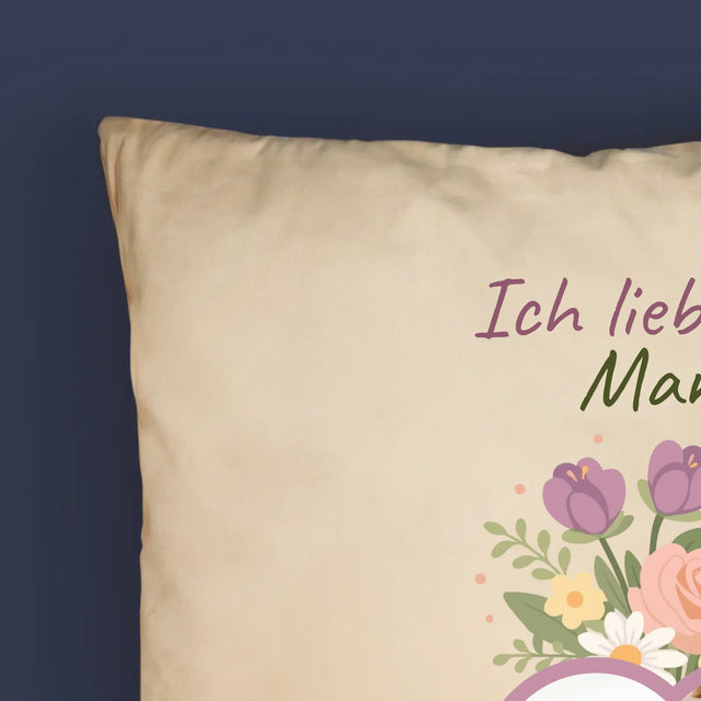 Foto Und Unterschrift: Ich Liebe Dich, Mama, Blumen - Kissen