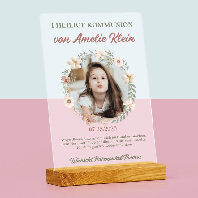 Foto Und Unterschrift: Erstkommunion Blumen - Druck Auf Acrylglas