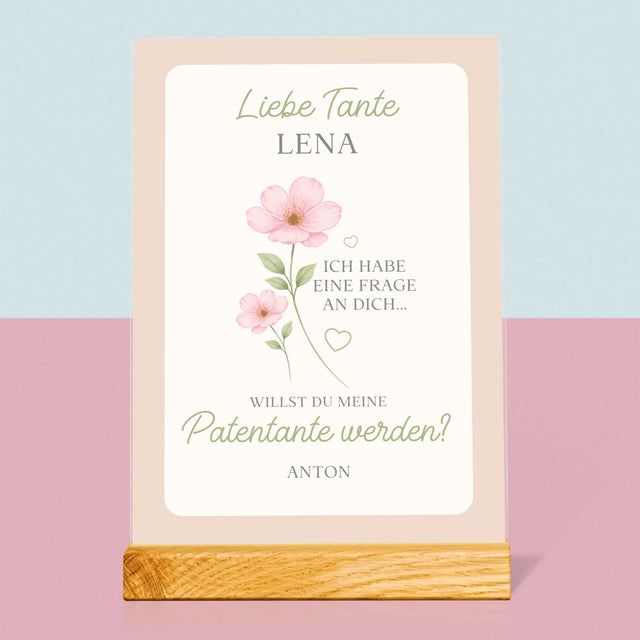 Name Und Unterschrift: Tante, Willst Du Meine Patentante Werden Blumen - Druck Auf Acrylglas