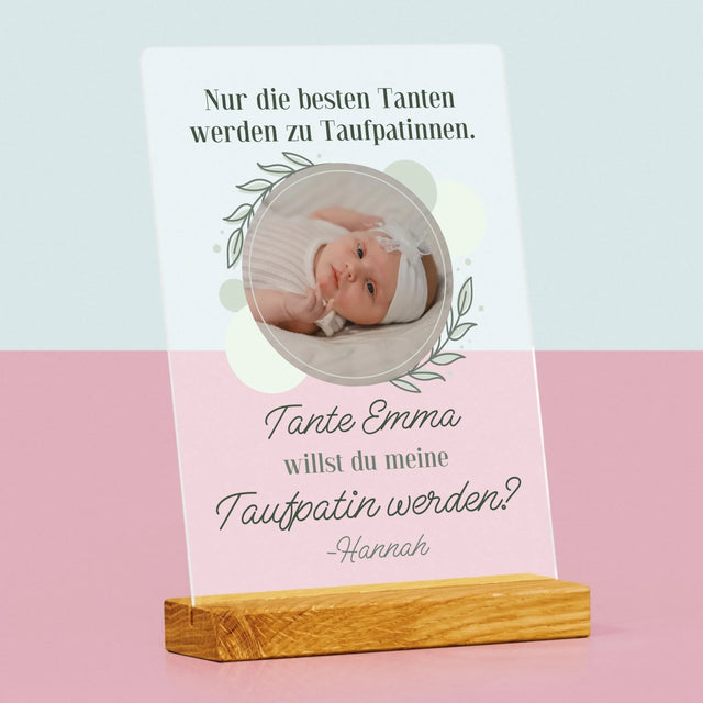 Foto Und Unterschrift: Die Besten Tanten Werden Taufpatinnen - Druck Auf Acrylglas