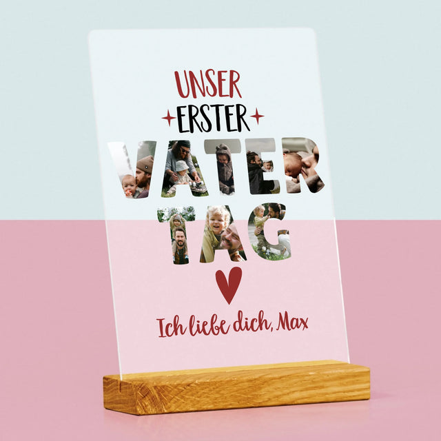 Buchstaben-Collage: Der Erste Vatertag Herz - Druck Auf Acrylglas