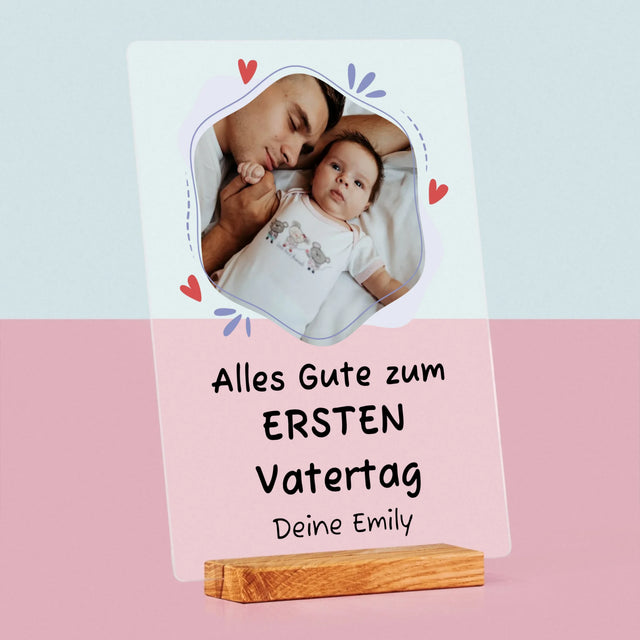 Foto Und Unterschrift: Alles Gute Zum Ersten Vatertag - Druck Auf Acrylglas