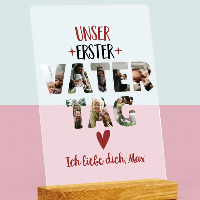Buchstaben-Collage: Der Erste Vatertag Herz - Druck Auf Acrylglas
