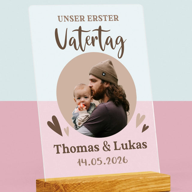 Foto Und Unterschrift: Der Erste Vatertag Foto Im Kreis - Druck Auf Acrylglas